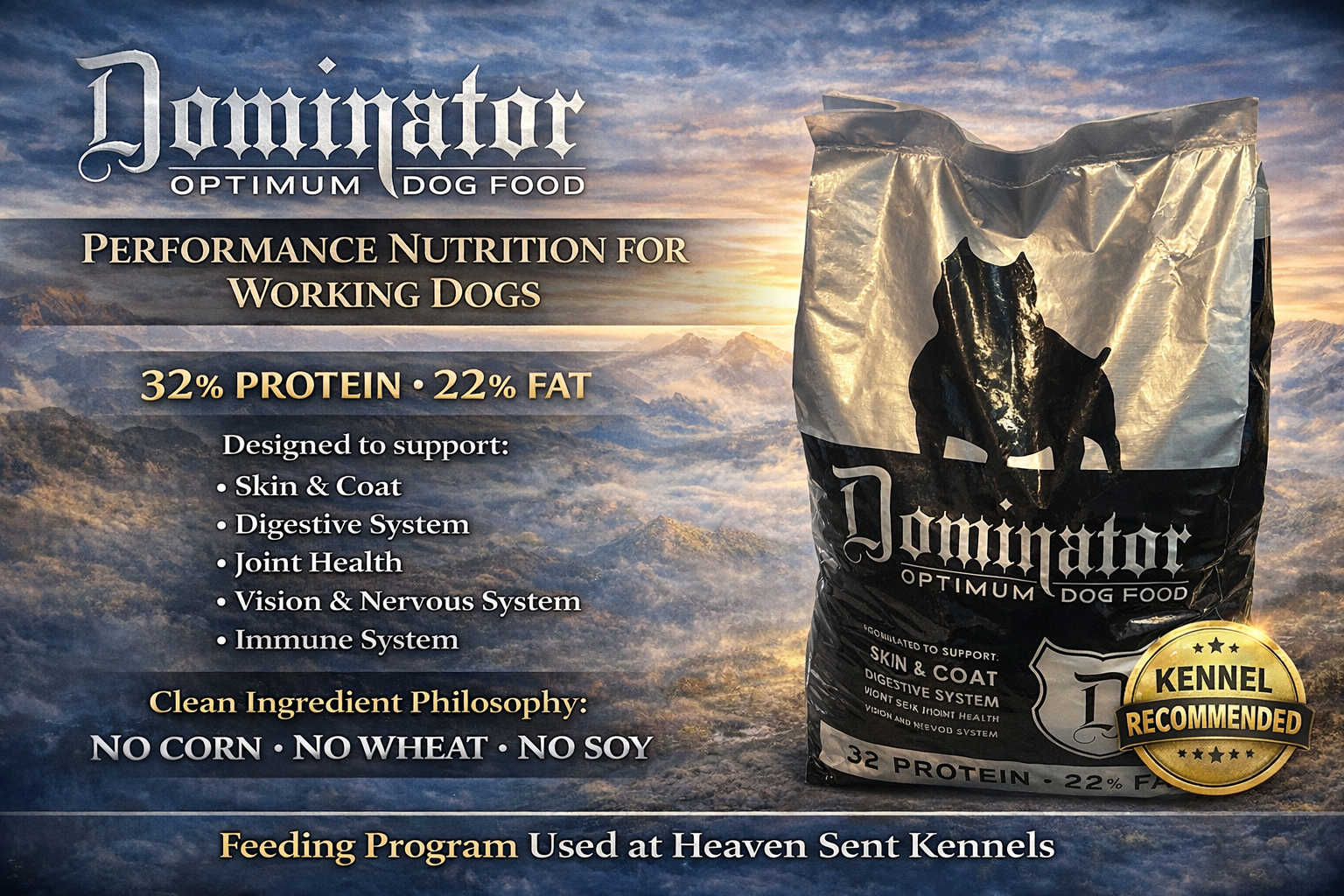 Original Heaven Sent Dominator dog food graphic